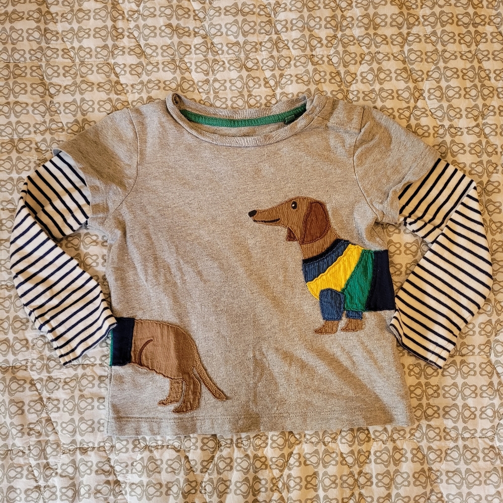 Baby Boden Sausage Dog Wrap Around Applique Shirt